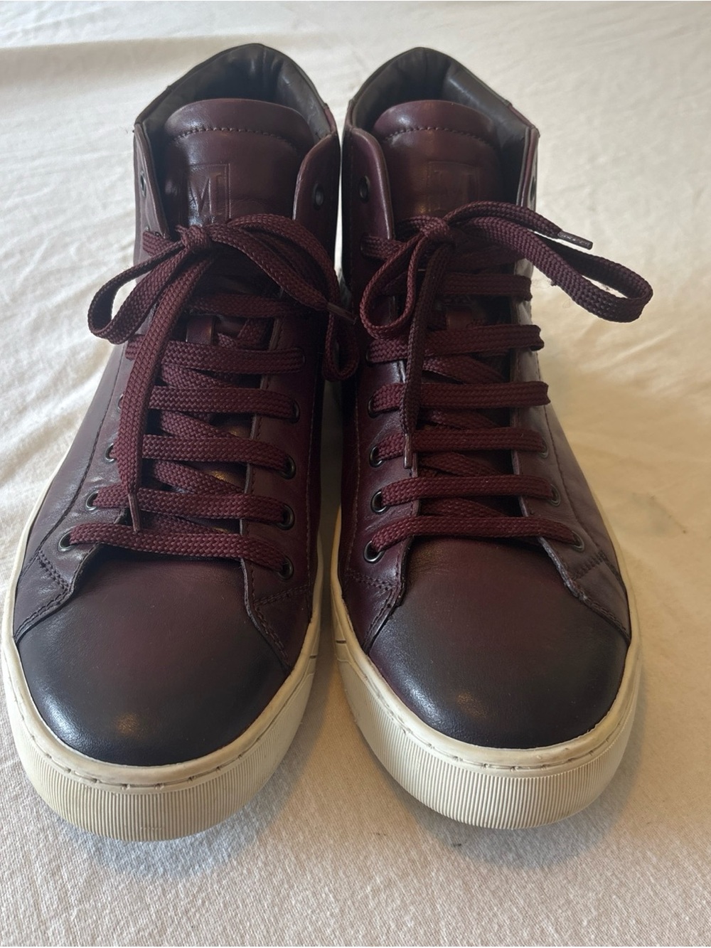 Bruno Magli Men's High-Top Sneakers in Burgundy leather